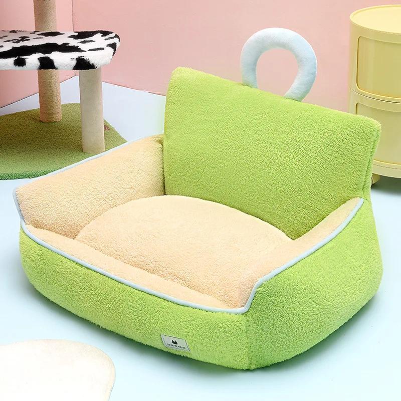

Универсальная моющаяся кроватка для домашних животных, теплая, съемная, для собак маленьких и средних размеров, плюшевый диван, кошачье гнездо, четыре сезона, принадлежности, зима M-55x45cm