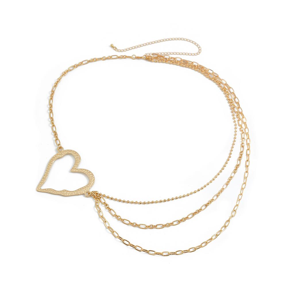 Sweet And Cool Exaggerated Big Love Waist Chain Female Personality Metal Thin Chain Body Chain Bodychain
