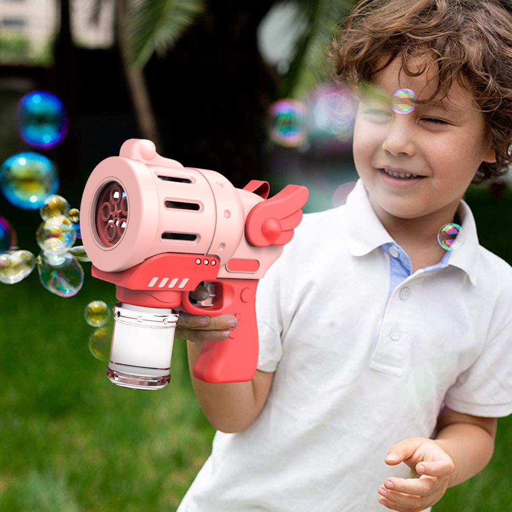 Funny Bubble Blower Machine Electric Automatic Bubble Maker with Colorful Light Kids Outdoor Toys