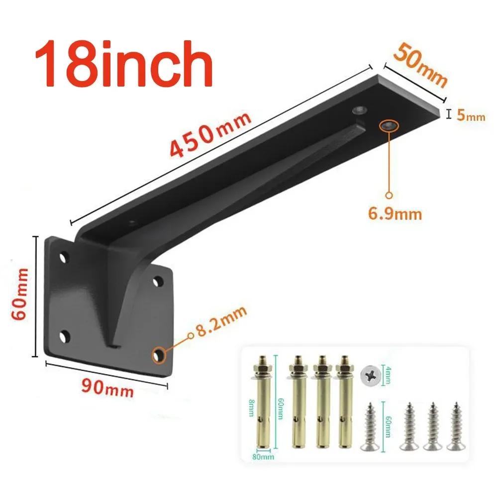 111-111mm Metal Floating Shelf Bracket Wall Mount Heavy Duty For Wood Shelves Support Black Cold Rolled Steel
