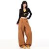 Damen High Waist Cargo-Hose Locker Weiter Bein Lässige Hose Mehrere Taschen Streetwear Baggy Hosen
