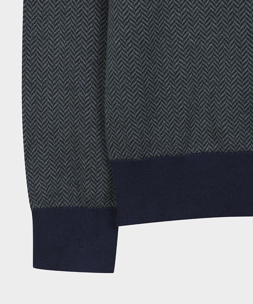 BROOKS BROTHERS Herringbone Half-Zip Sweater (Green) (Bbwwmf4540Iew)