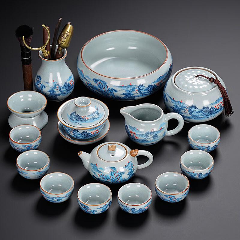 Lainuo Celadon Ru Kiln 15-Piece Chinese Tea Set