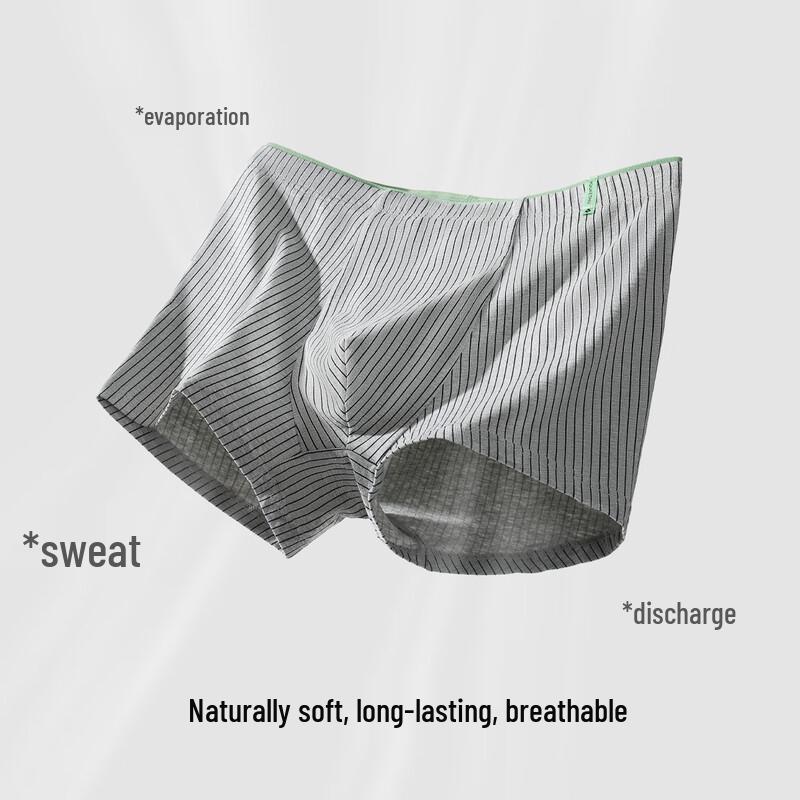 YOUKESHU Men's Striped Cotton Boxer Briefs with Silk Crotch