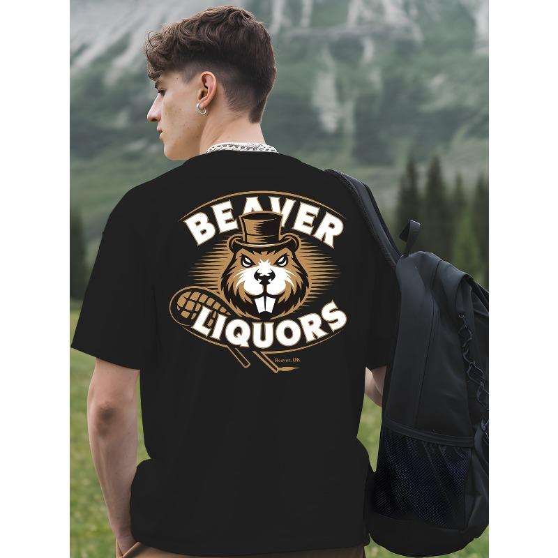 

Beaver Liquors Plus Size Men s T-shirt. A Classic and , All-match Crewneck T-shirt with Back Print. Ideal for Street Trendy Outfits. with a Loose Fit XL чорний