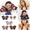 14Colors Women Lovely Warm Winter Gloves Bear Cat Paw  Fingerless Plush