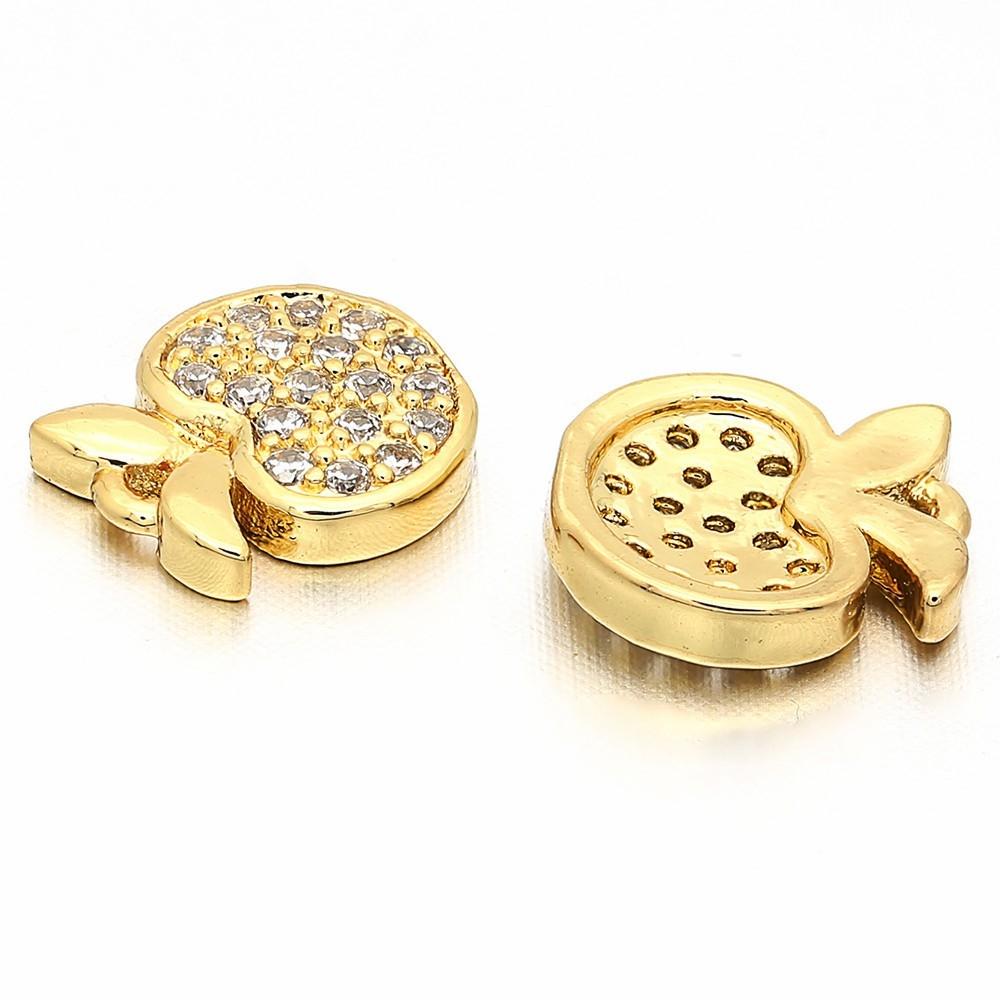 ZHUKOU Fruit Party Gold Plated Inlaid Zirconia Sweet And Cute Fruit Metal Pendant For DIY Jewellery Accessories 1 Pcs