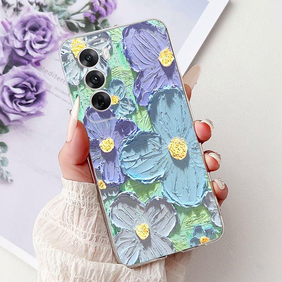 For Cover Oppo Reno12 Pro CPH2629 / Reno 12 5G CPH2625 Phone Case Colorful Flower Butterfly Lxuru Women Fashion Soft Siliocne
