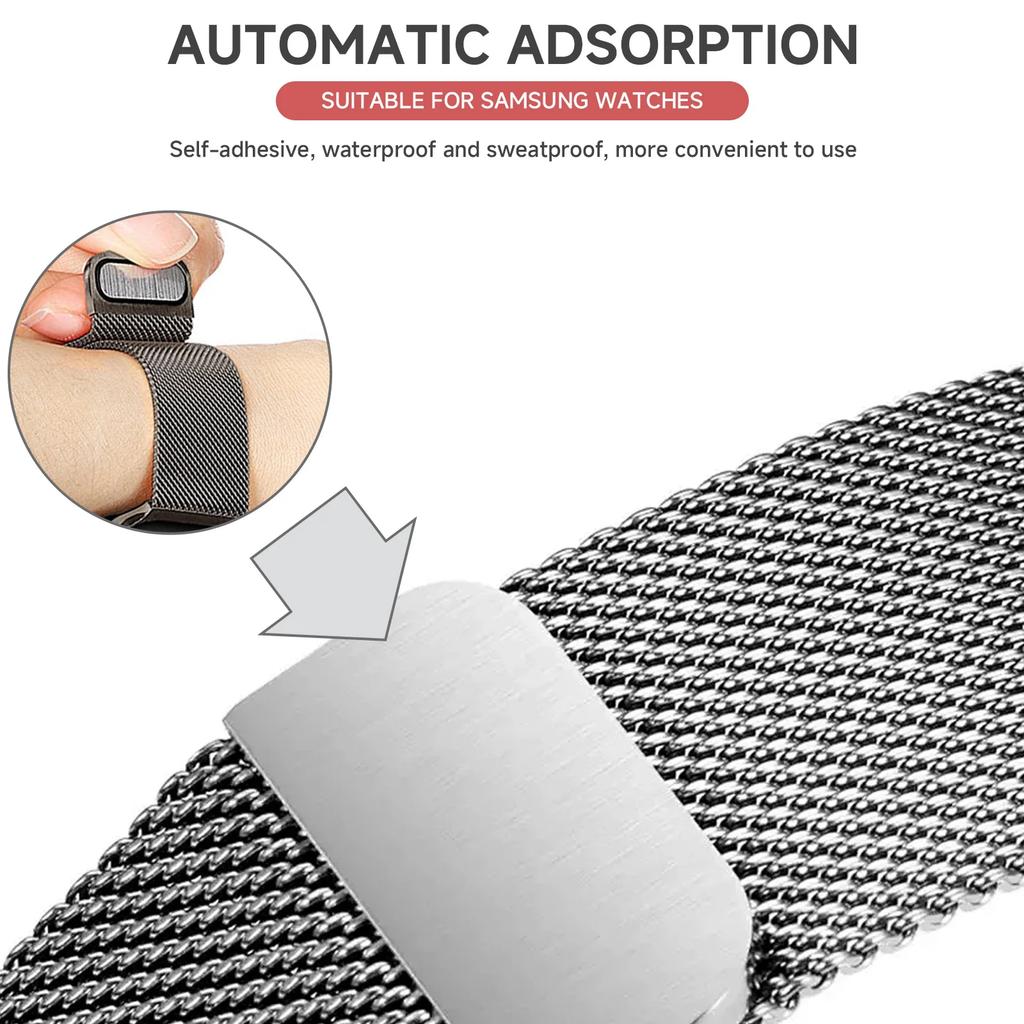 Coque PC + Bracelet Métal pour Samsung Galaxy Watch 7/6/5/4 44mm 40mm Bracelet Milanais Pare-chocs Protecteur en Verre Trempé Accessoires