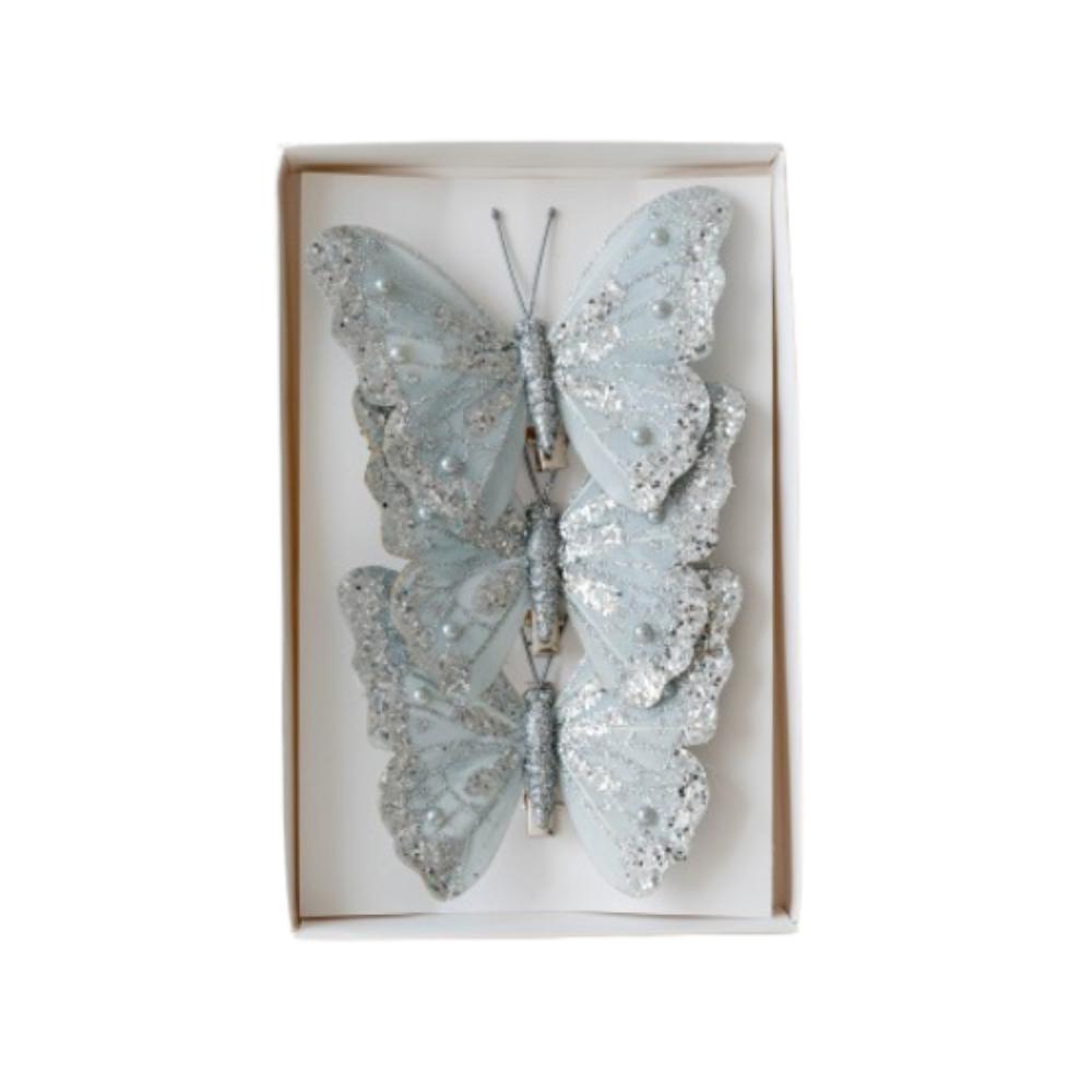 Plastová vánoční třpytivá motýlí přívěsek DIY vánoční stromek závěsná dekorace domácí vánoční výzdoba