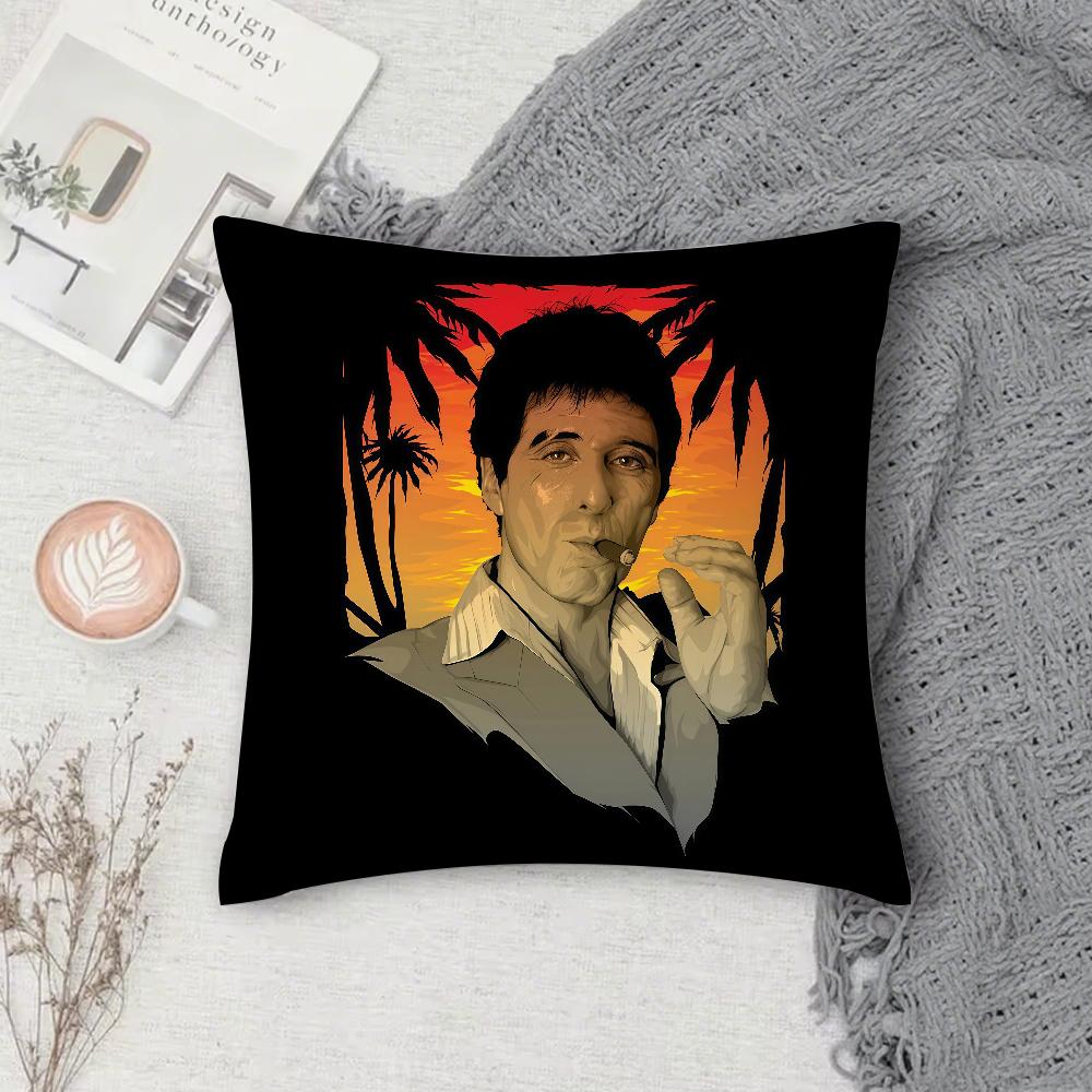 Movie SScarface Pillow Case Square DoubleSided Printing Sofa Cushion Cover Pillowcase Bedroom Bedside