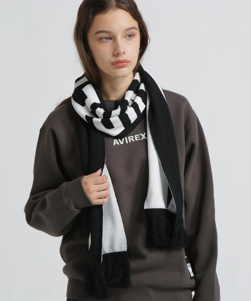 Avirex Logo Soccer Scarf, Women's, F 010, Black, 783-5287601, Exclusive to Direct Stores