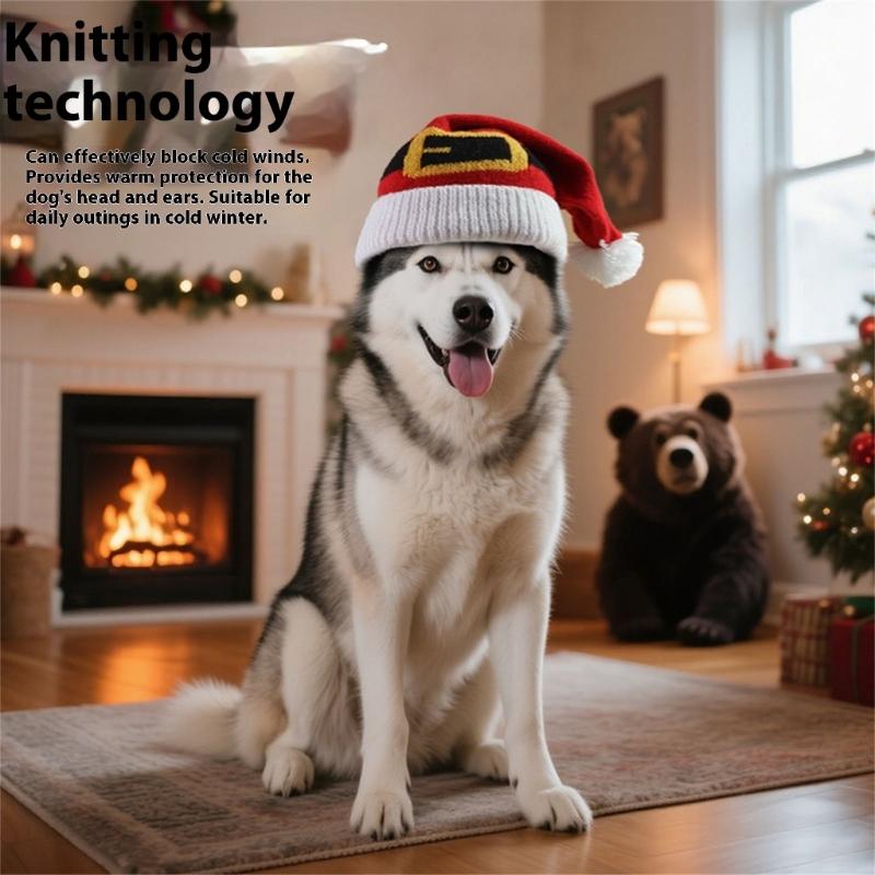 Holiday Dog Hat Warm Knitted Weave Christmas Hat For Small to Large Animals Party Indoor Use