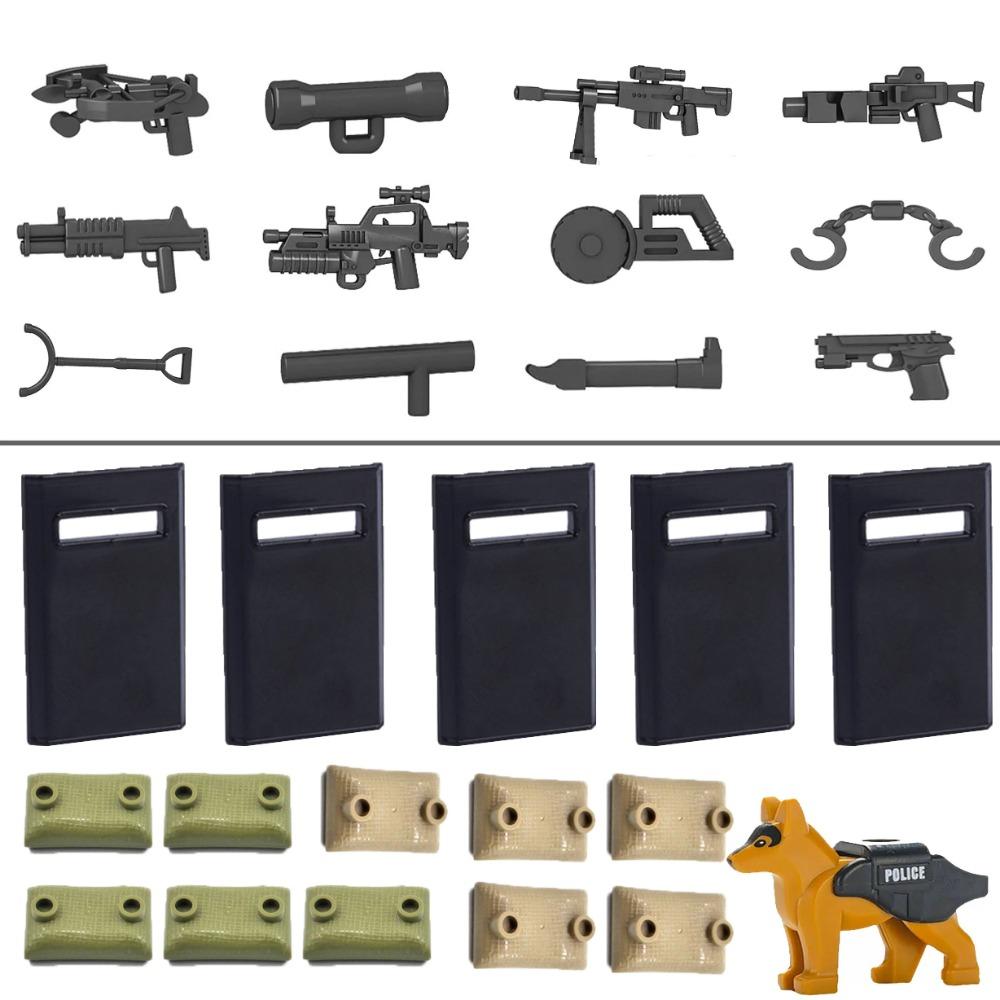 WWII Building Blocks Military Weapons Police Soldier Figure Accessories Model Brick Gun Cannon Launcher Bunker Outpost Toy X017