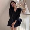 Black polka dot dress dress women's spring French retro gentle seaside vacation style coffee break temperament short skirt