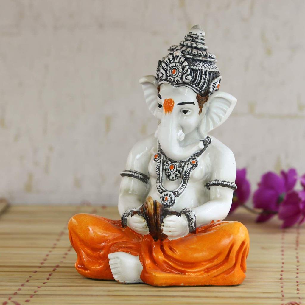 Lord Ganesha Statue (12 Cm X 12 Cm X 20 Cm, Orange)