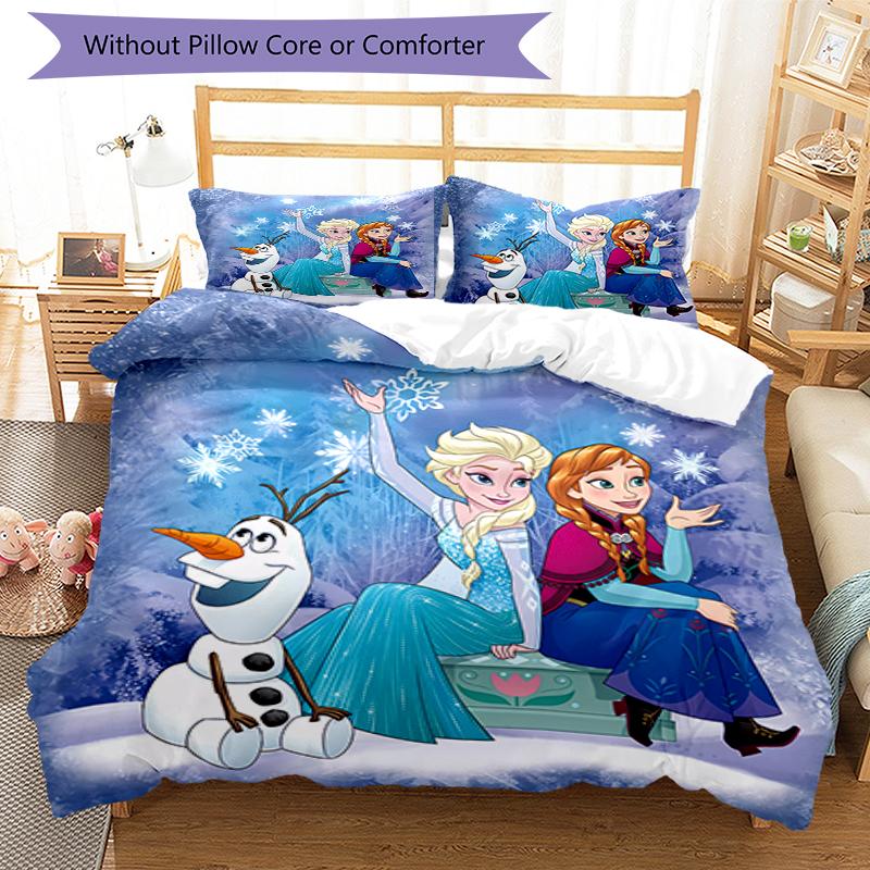 3pcs Elsa Bedding Set Duvet Cover Closure Includes 1 Duvet Cover & 2 Pillowcases, Soft and Comfortable for All Seasons.