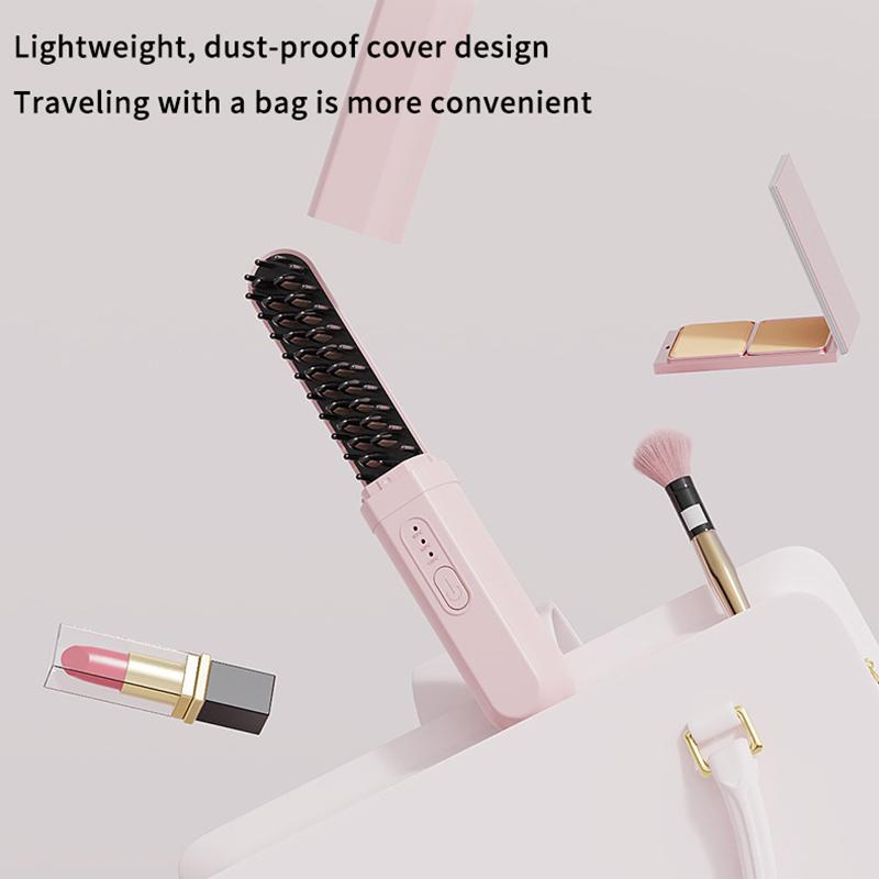 Mini Portable Hair Straightening Comb 2 in 1 Straight Curling Anti Frizz Easy to Carry Travel Friendly Hair Styling Accessory