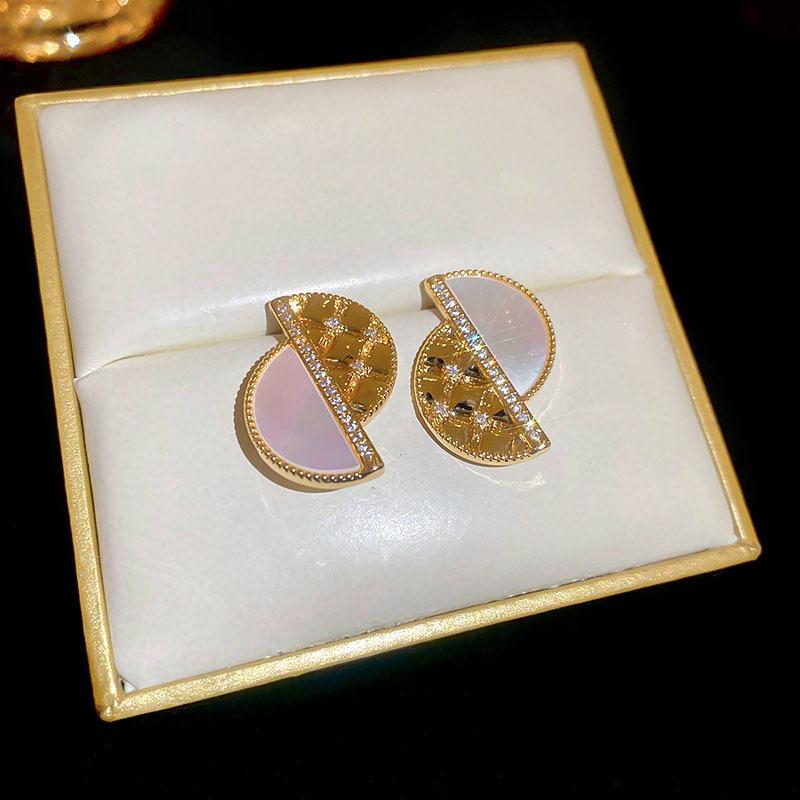 Diamond-set pearl double-sided earrings Korean ins temperament cold wind earrings fashion design earrings women