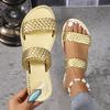 Large size slippers women's summer new woven women's slippers outside wearing beach cool slippers slippers
