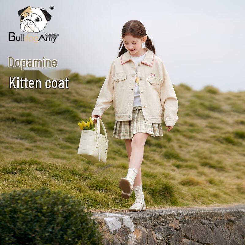 CHANZUIGOU Girls  Dopamine Cat Print Jacket 130 cm