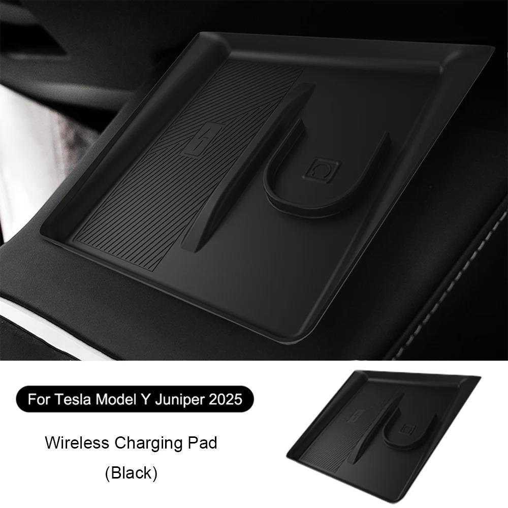 Car Wireless Charging 2-in-1 Silicone Pad for Tesla Model Y Juniper 2025 Anti-skid Accessories for Mobile Phone and Earphones