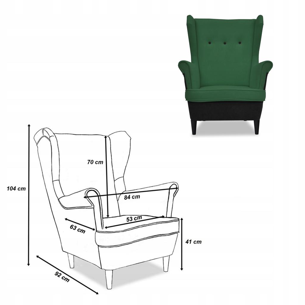 Zestaw wypoczynkowy ARI DUO sofa fotele Family Meble czarno - zielony