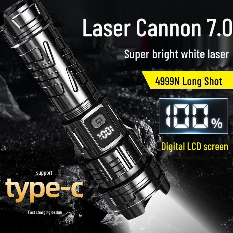 Tactical High-Power Rechargeable Flashlight with Zoom & Long-Range Laser