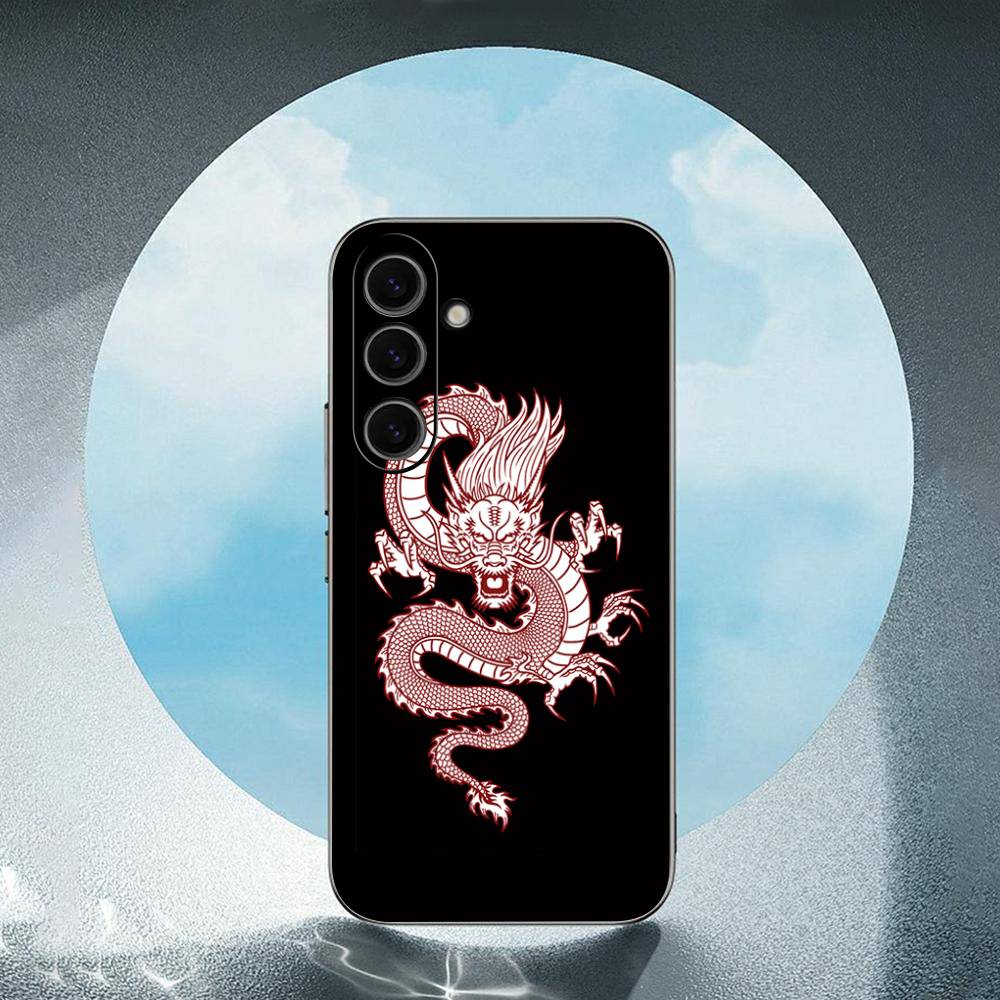 Fashion Animal Red Dragon Luxury Black Phone Case For Samsung Galaxy S23 S24 S25 Ultra S22 Plus S21