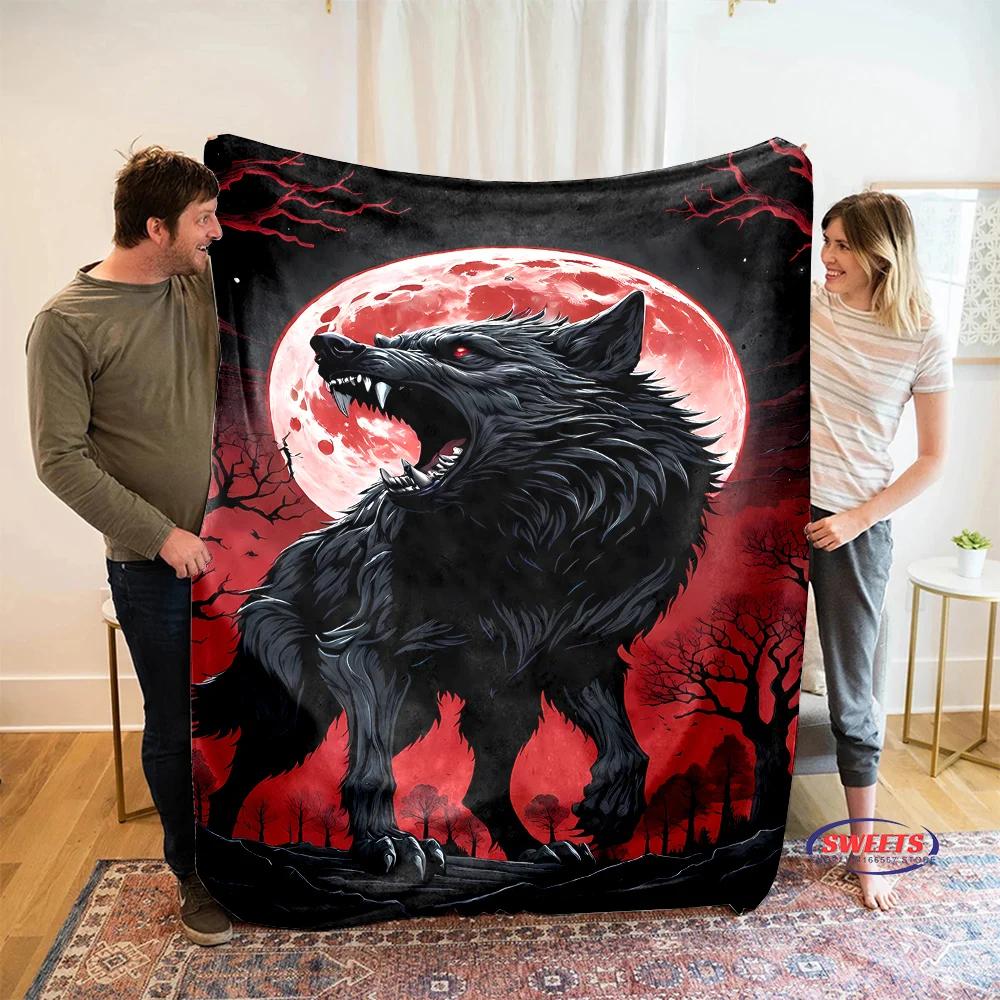 Fine Workmanship Wolf Blanket,Comfortable and Breathable, Machine Washable Blanket,Home Office Nap Blanket for Four Seasons Gift