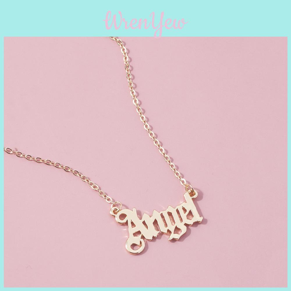 Elegante Collana con Lettera Angelo in Argento per Donna con Design Minimalista di Tendenza