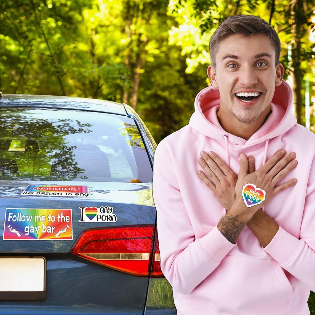 76 PCS Original Funny Gay Prank Bumper Stickers, Funny LGBT Gay Stickers For Cars Decals Motorcycle Truck Vehicles Luggage Sticker For Adults Bumper