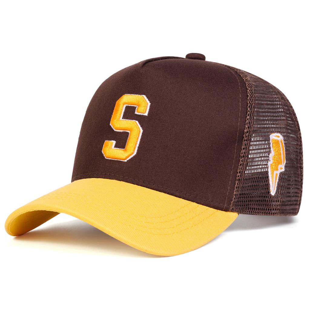 Mode Unisex S Buchstaben Stickerei Seite Blitz Baseballnetz Kappen Frühling und Sommer Outdoor Verstellbare Freizeit Hüte Sonnenschutz Hut