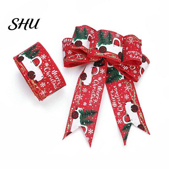 Christmas Bowknot Making Ribbon 1 Roll 2Mx5CM Red Black White Plaid Santa Car Wired Gift Decorative Packing DIY Craft Xmas Tree Decoration Wreath