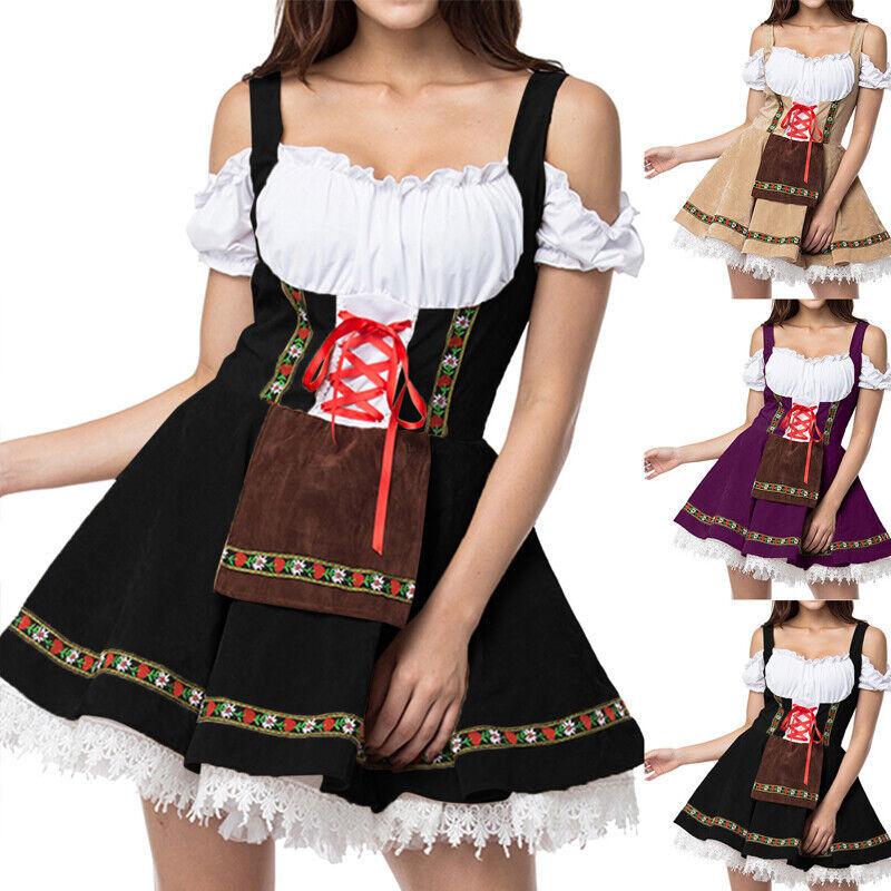 3xl Women Oktoberfest Costume German Bavarian Dirndl Beer Maid Fancy Dress German Bavarian Beer Outfit Cosplay Halloween Costume