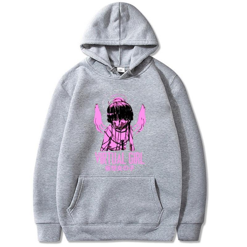 Serial Experiments Lain Bluzy z kapturem Mężczyźni Kobiety Bluzy z kapturem Moda Hip Hop Codzienne Pulowery Bluza jesienna