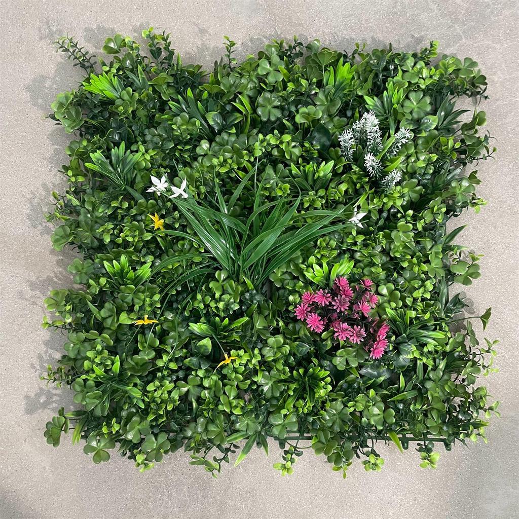 50×50cm Artificial Green Plant Wall - Plastic Vertical Garden, Fake Flower Wall, Synthetic Turf Background