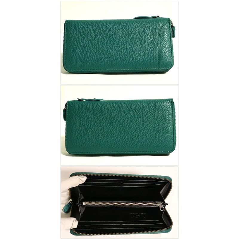 [Berkut] green long wallet men's genuine leather italian leather cowhide round zip round zipper compact multifunctional Thin 1071041-F-130a