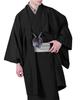 Washable Tsumugi Single [KYOETSU] Haori, Plain, Fabric, Piece, Men's (M, Black)