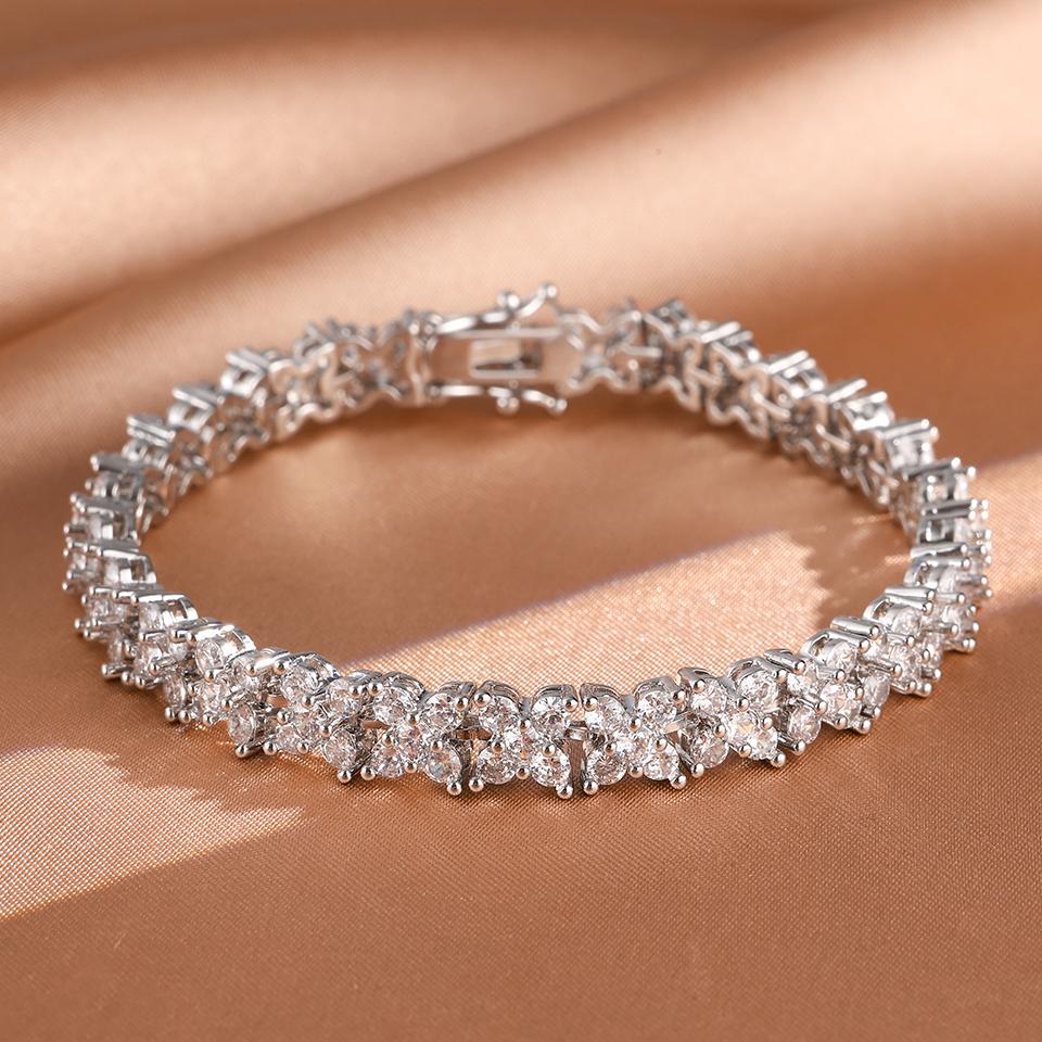 ZAKOL Luxury Buling Four-leaf Flower Shiny Zircon Tennis Bracelet for Women New Trendy Wedding Party Zircon Accessories