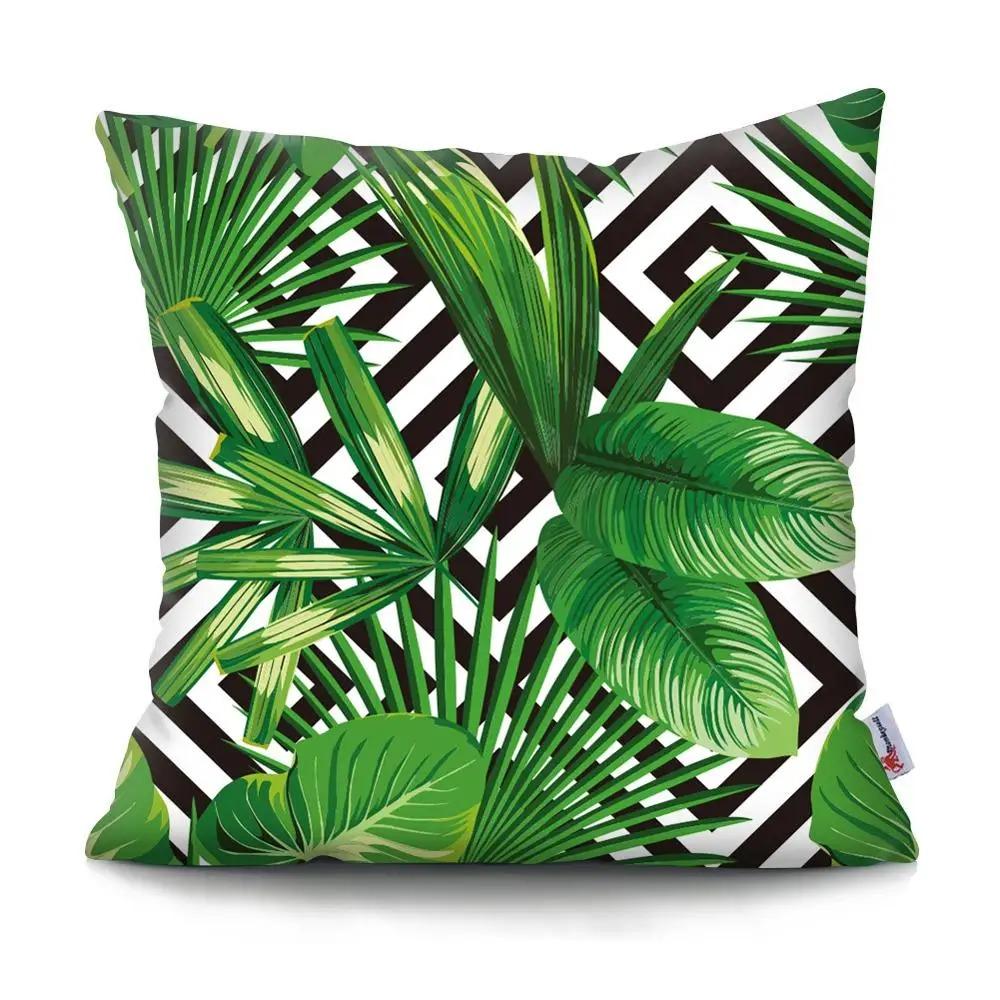 Tropical Parrot Bird Cushion Cover Peach Skin Botanical Leaf Pillowcase For Sofa Living Room Home Decor Couch Pillow Case 40X40