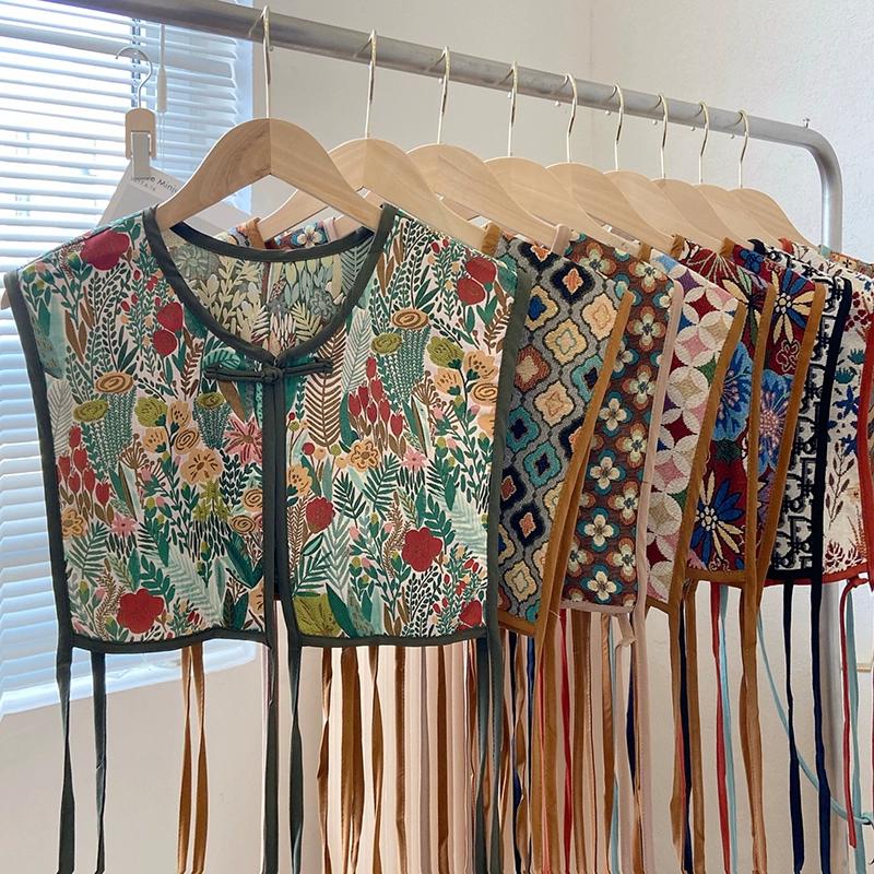 

Французская элегантная верхняя одежда для отдыха, дизайнерская одежда, женская летняя винтажная уличная одежда, повседневная шаль без рукавов, новая вышивка, свободный новый жилет в стиле ретро