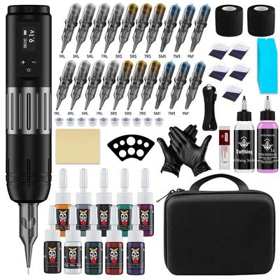 Kit Macchinetta per Tatuaggi Wireless per Principianti con Display LED e Penna a Batteria
