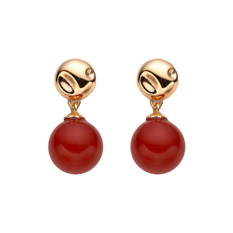 Orecchini a lobo colorati in Argento Sterling S925 Agata Rossa Naturale Agata Nera Giada Verde + Occhio di Tigre Tesoro Tendenza Donna Orecchini a Sfera