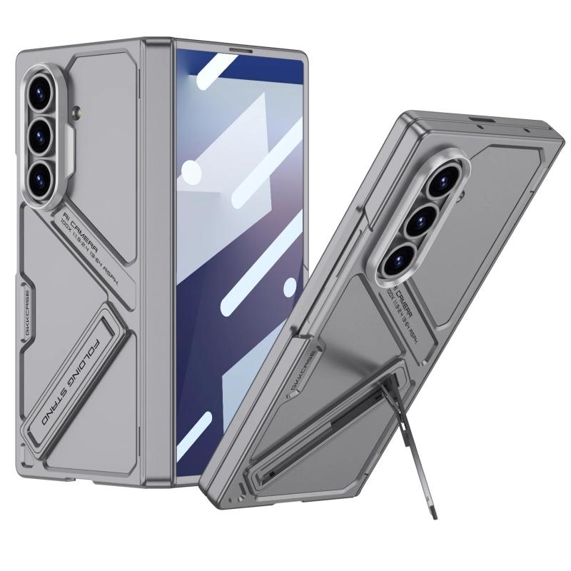 For Samsung Galaxy Z Fold 7 6 5G with Screen Glass 360 Protective Magnetic Hinge Mecha-style Multi-angle Bracket Protect Case