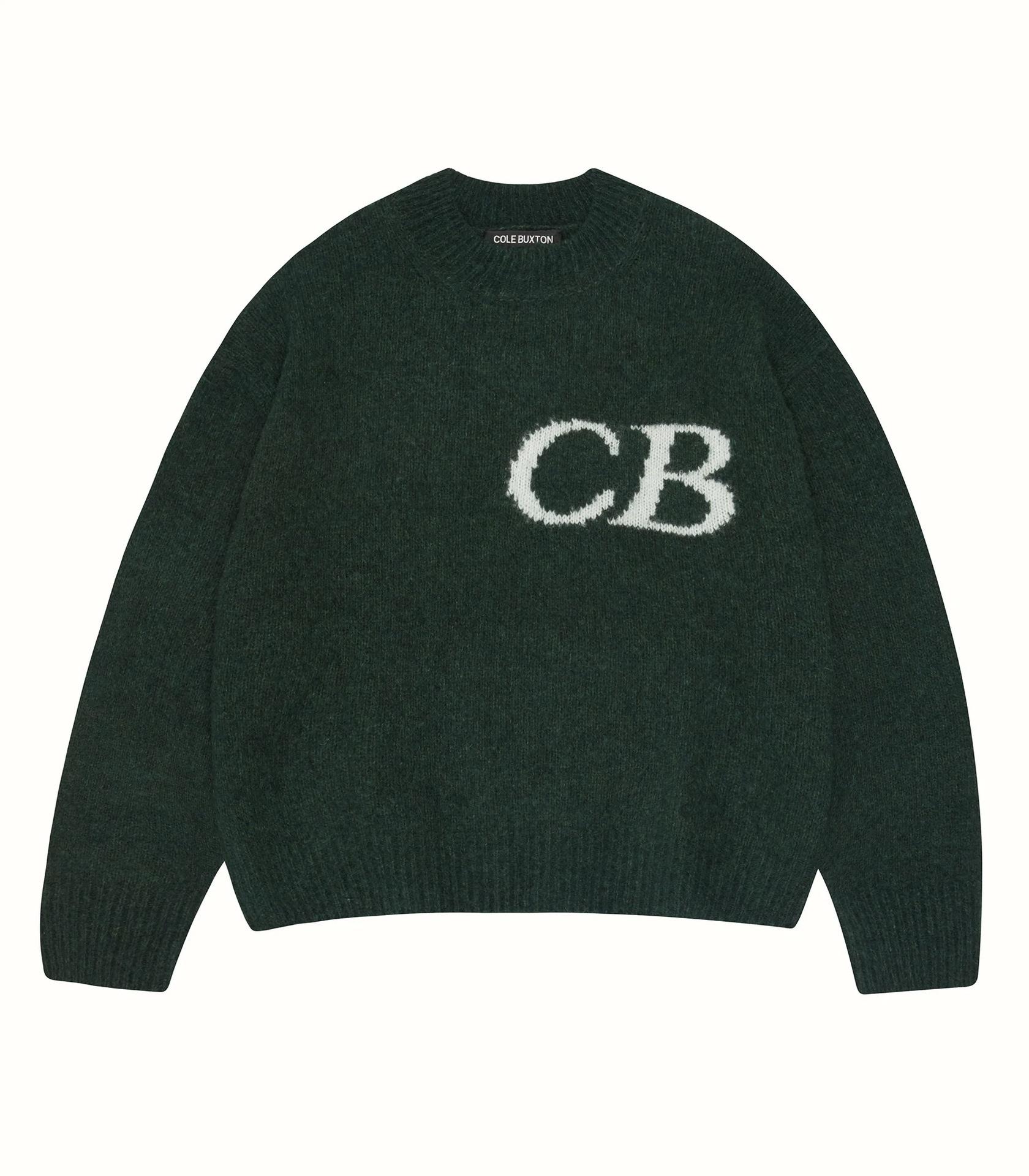 

CB Trendy Minimalist Logo Жаккардовый свитер - унисекс, свободный крой, круглый вырез XL