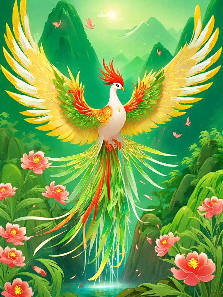 5d Diy Full Round Square Diamond Painting Phoenix Set Flower Animal Mosaic Embroidery Cross Embroidery Home Decoration Gift