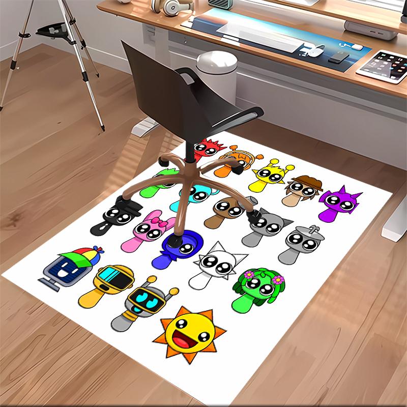1pc Sprunki9 Print Area Rug - Soft, Washable Non-Slip Indoor Mat for Office Chairs, Living Room, Home Office Decorative Rug