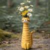 Quirky Whimsical Cat Flower Vase Handcrafted Resin Cat Flower Holder Cat Bud Vase  Garden Decor