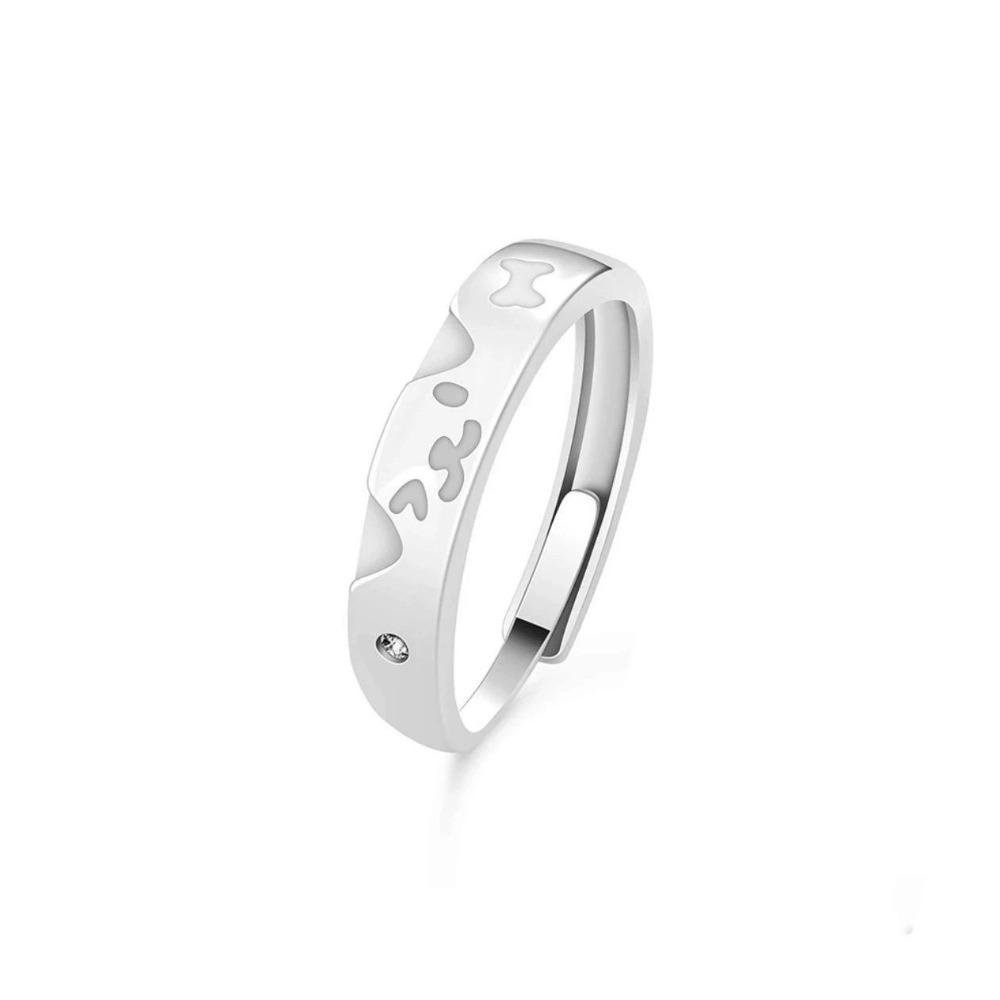 Cute Puppy Luminous Couple Rings Glow In Dark Valentine's Day Gift Cat Dog Opening Ring Couple
